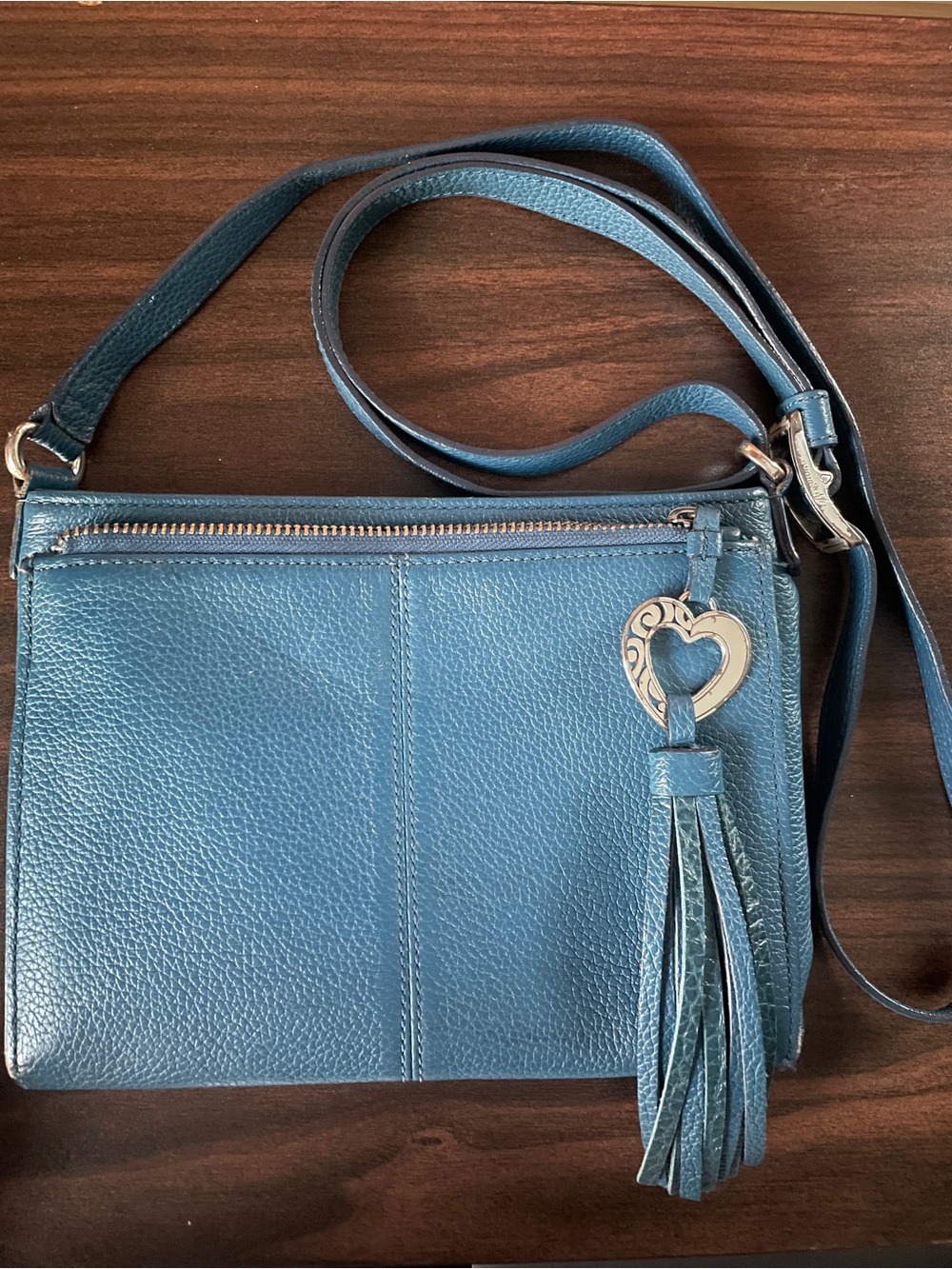 Brighton Barbados City Organizer Leather Crossbody Bag Turquoise - Picture 2 of 14